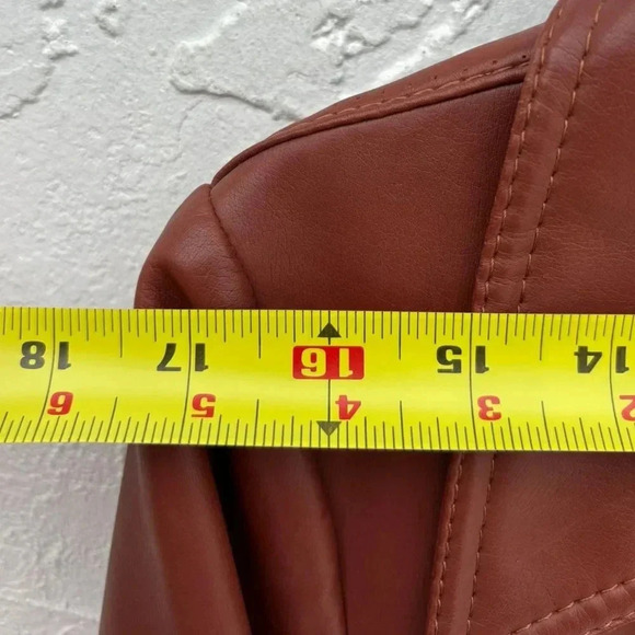PR Womens Vintage Faux Leather Boho Style Long Coat Rust Size 13/14 - Picture 2 of 16